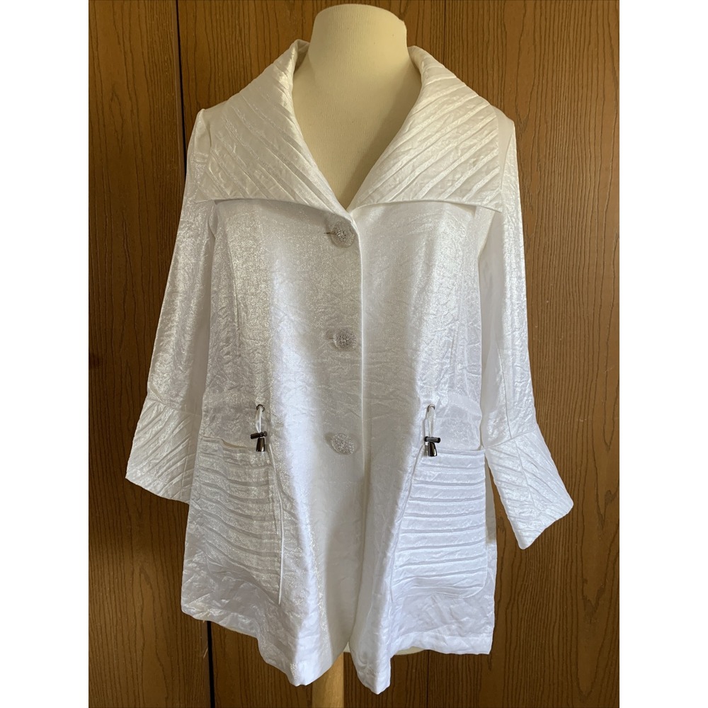 Jenny.T Women Jacket White Size M 3/4 Sleeves